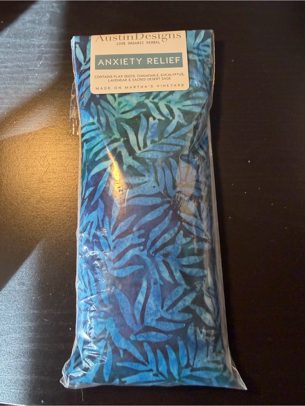 Austin Designs Anxiety Relief Herbal Heat Pack - Blue Leaf Print